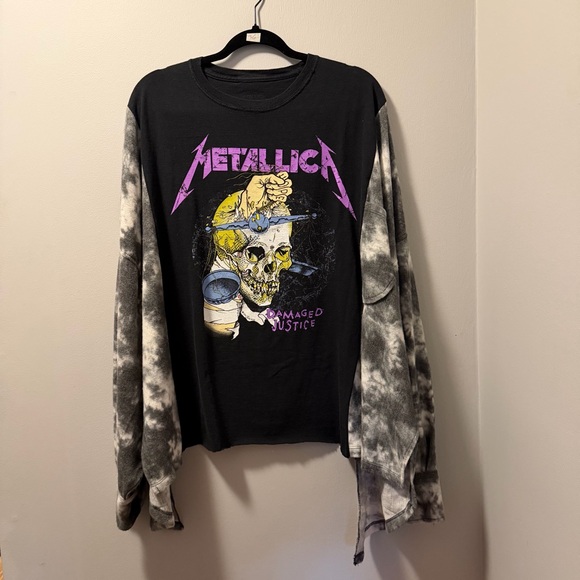 Metallica upcycle tie dye sweater sides oversized - Picture 6 of 8